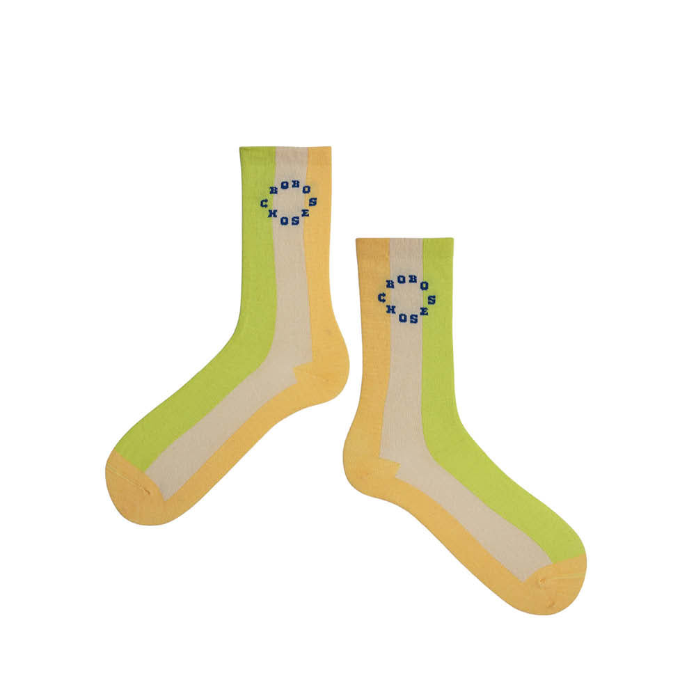 Lange Socken in hell grün/gelb gestreift