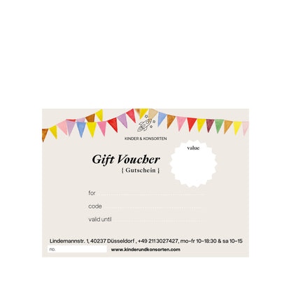 physischer kinder&amp;konsorten Gutschein zum Geburtstag