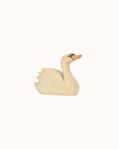 Holzfigur Schwan Kopf hoch