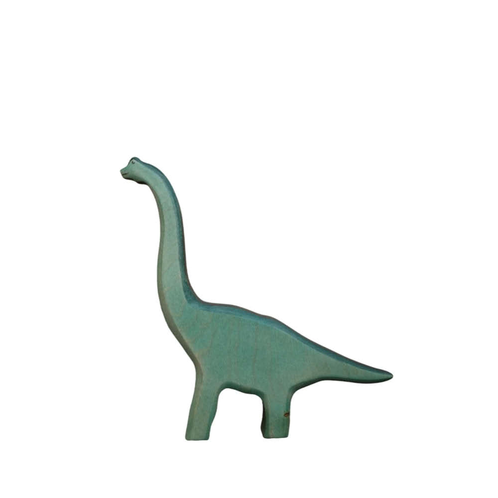 Holzfigur blauer Brachiosaurus