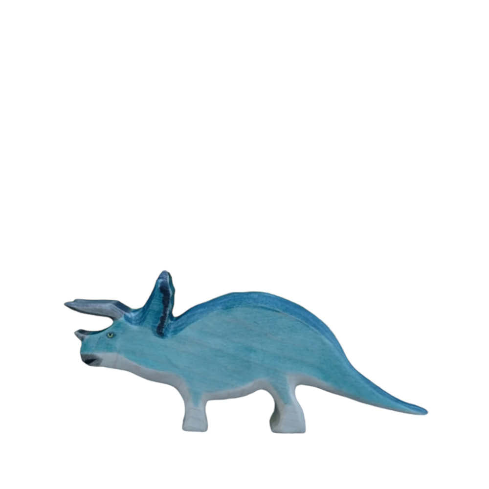 Wooden Figure blue Triceratops