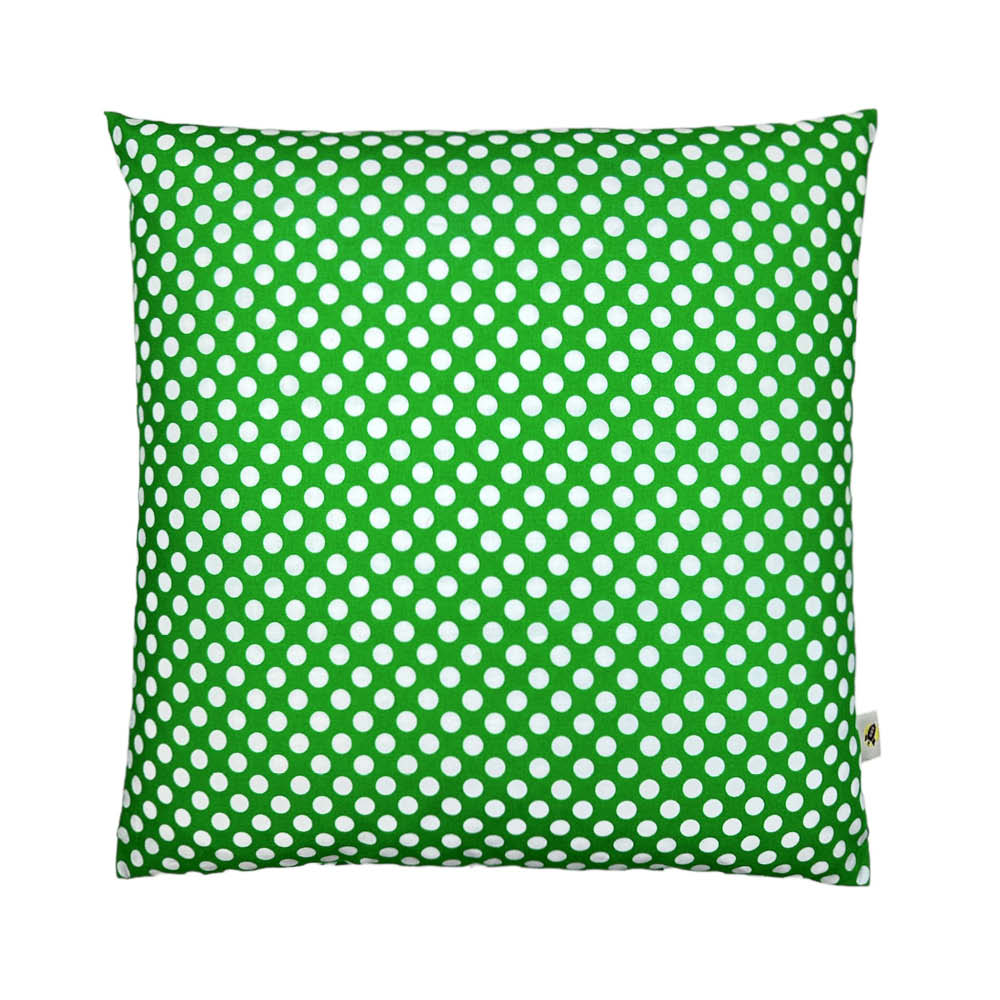 Coussin Humpty Dumpty en vert gazon à pois blancs