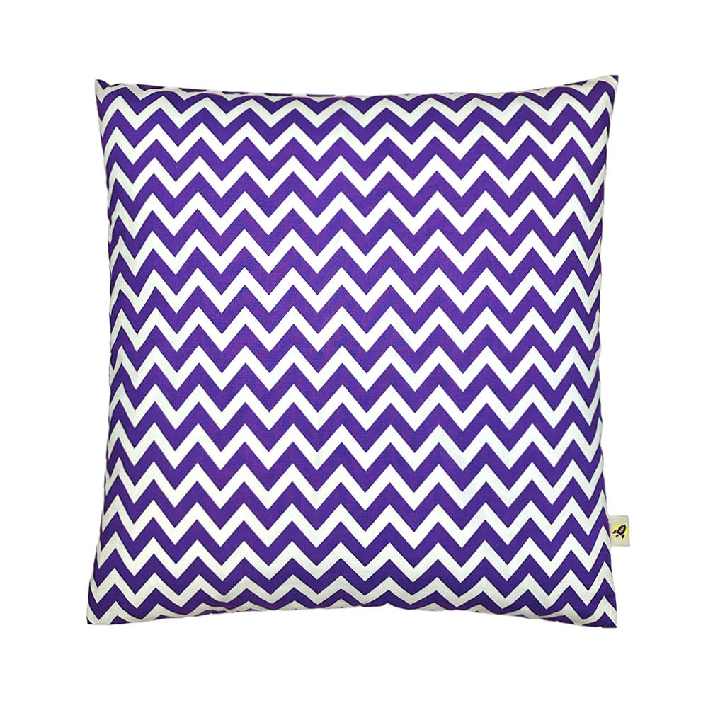 Coussin Humpty Dumpty en violet avec zigzag blanc