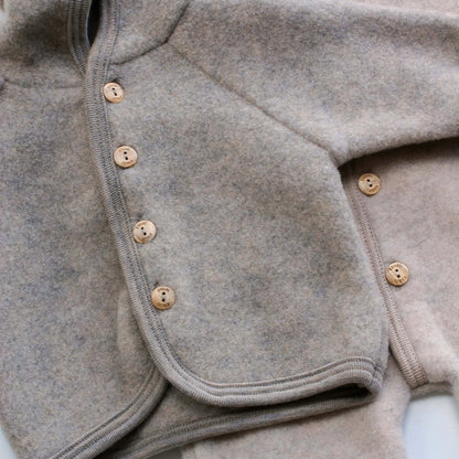 Wool Hooded Baby Jacket in walnut melange