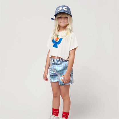 Jeans Shorts in hellblau gestreift