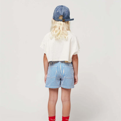 Jeans Shorts in hellblau gestreift