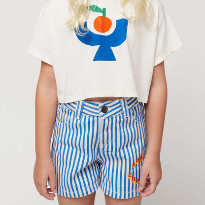 Jeans Shorts in hellblau gestreift