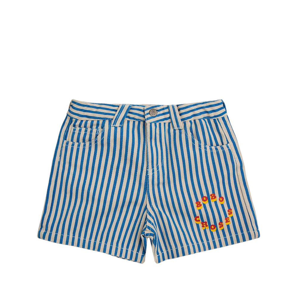Short en jean à rayures bleu clair