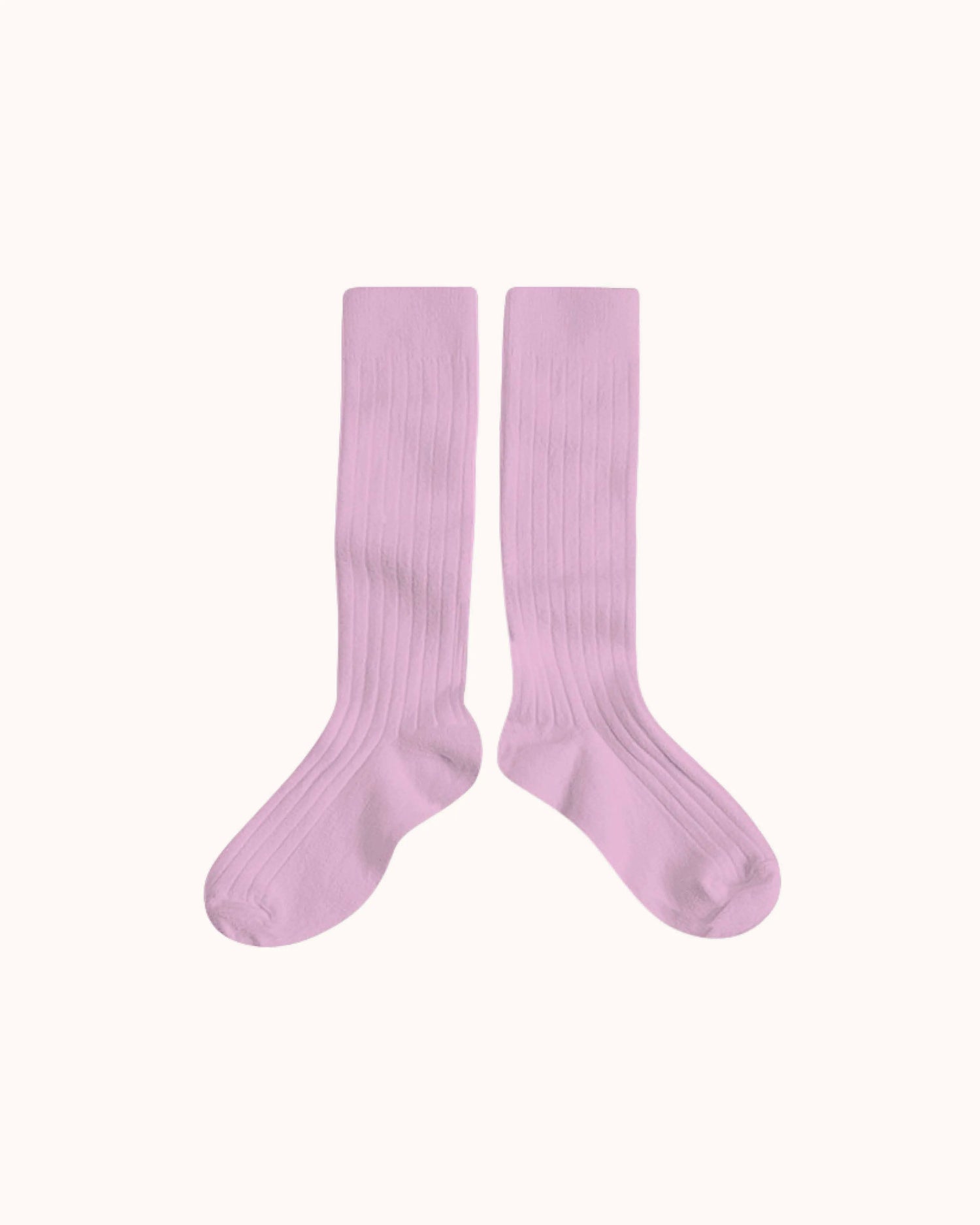 Gerippte Kniestrümpfe La Haute in rose dragée