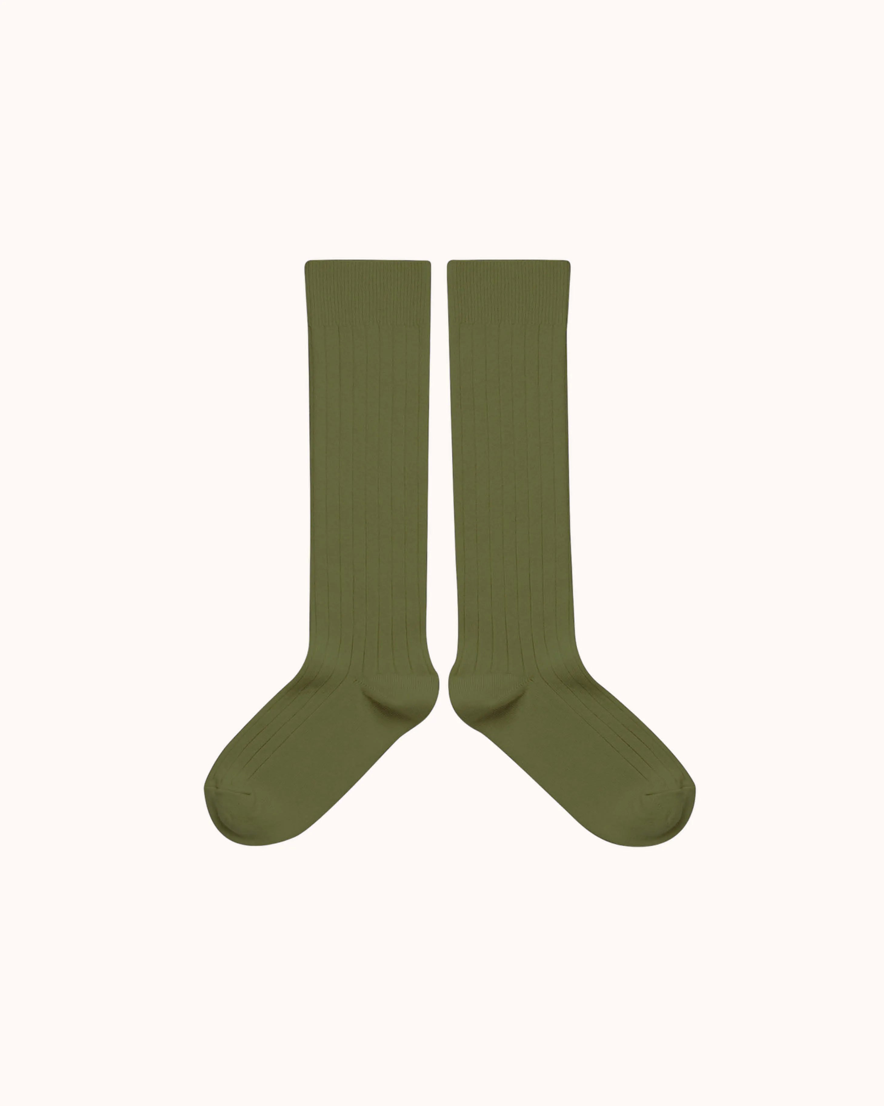 Ribbed knee-high Socks La Haute in olive du lubéron