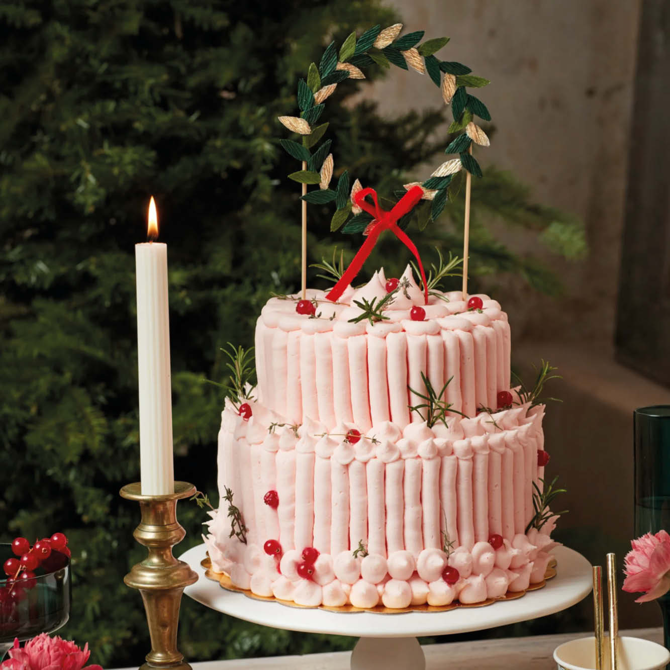 Décoration de gâteau en forme de couronne de Noël