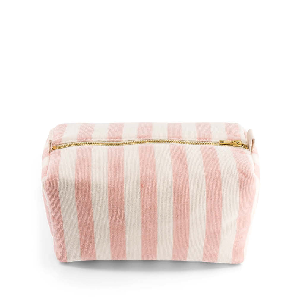 trousse de toilette à rayures rose clair
