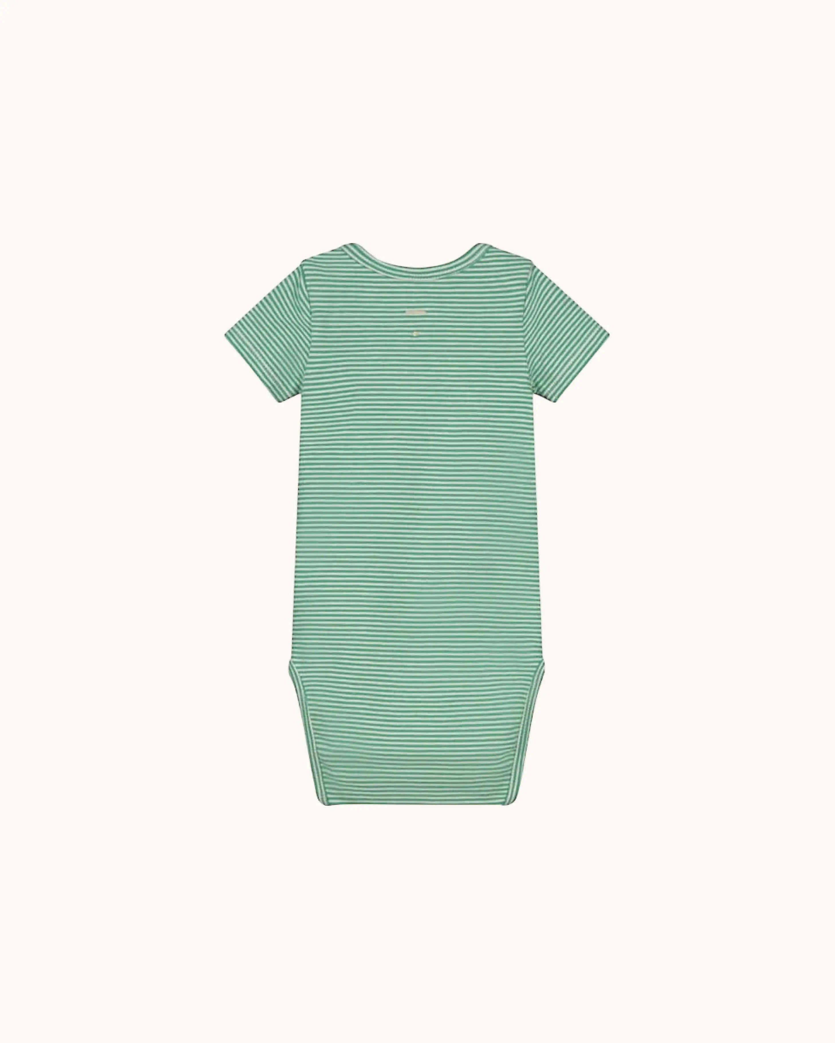 Short-sleeved Baby Body in bright green/cream