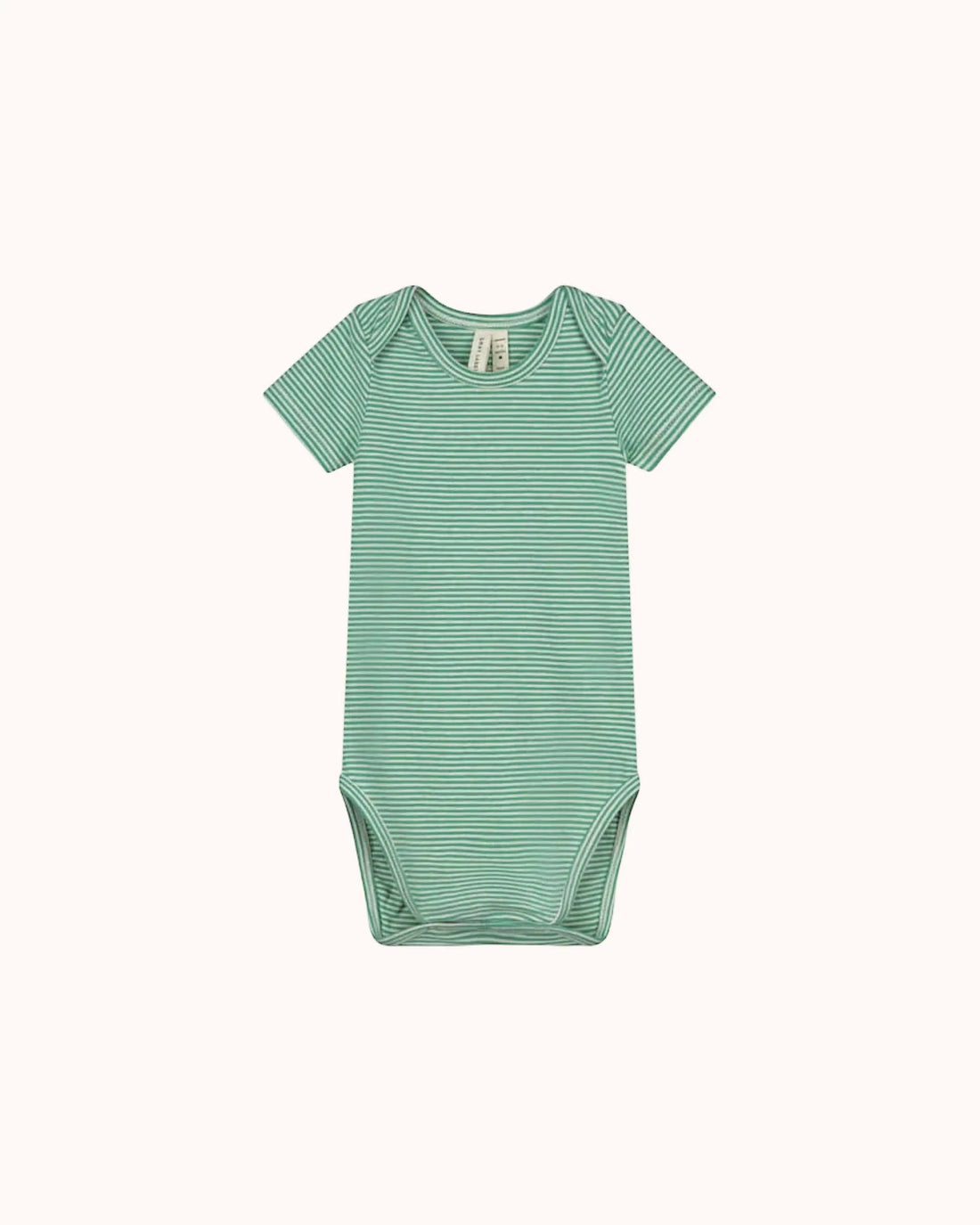 Short-sleeved Baby Body in bright green/cream