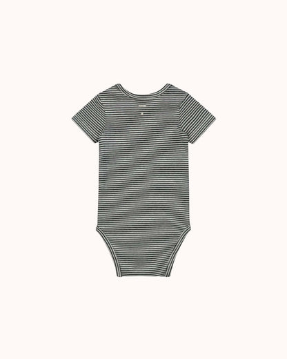 Kurzärmliger Baby Body in nearly black/cream