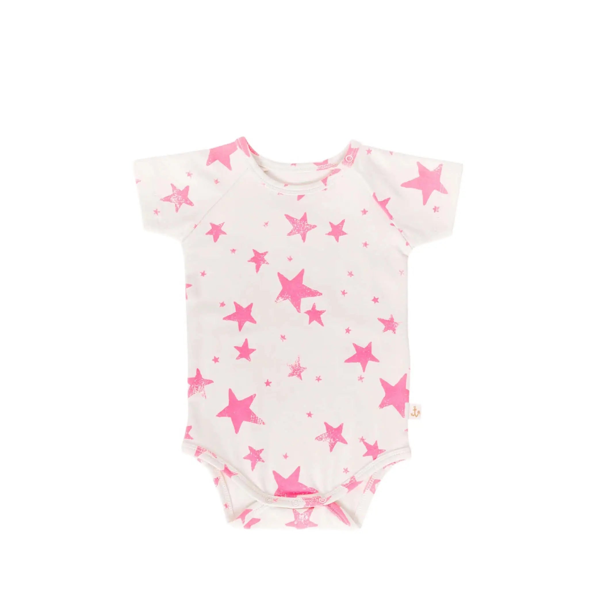 Short-sleeved Baby Body Pink Stars