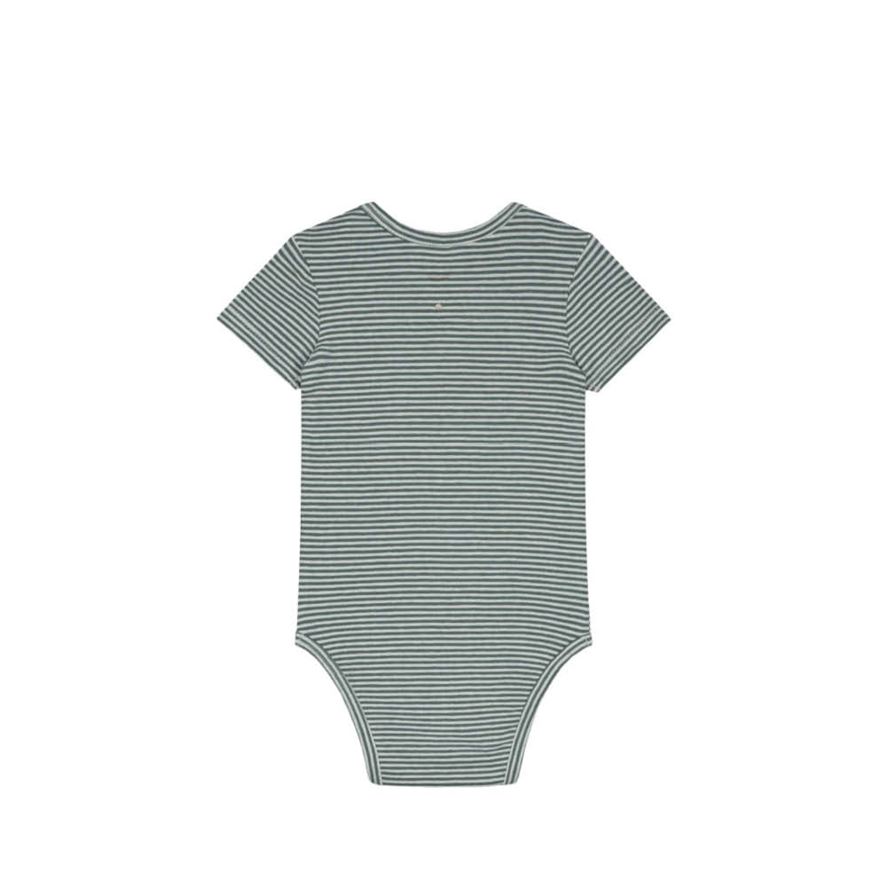 Short-sleeved Baby Body in blue grey/cream
