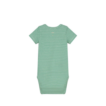 Short-sleeved Baby Body in bright green/cream