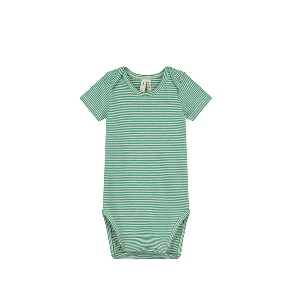 Kurzärmliger Baby Body in bright green/cream