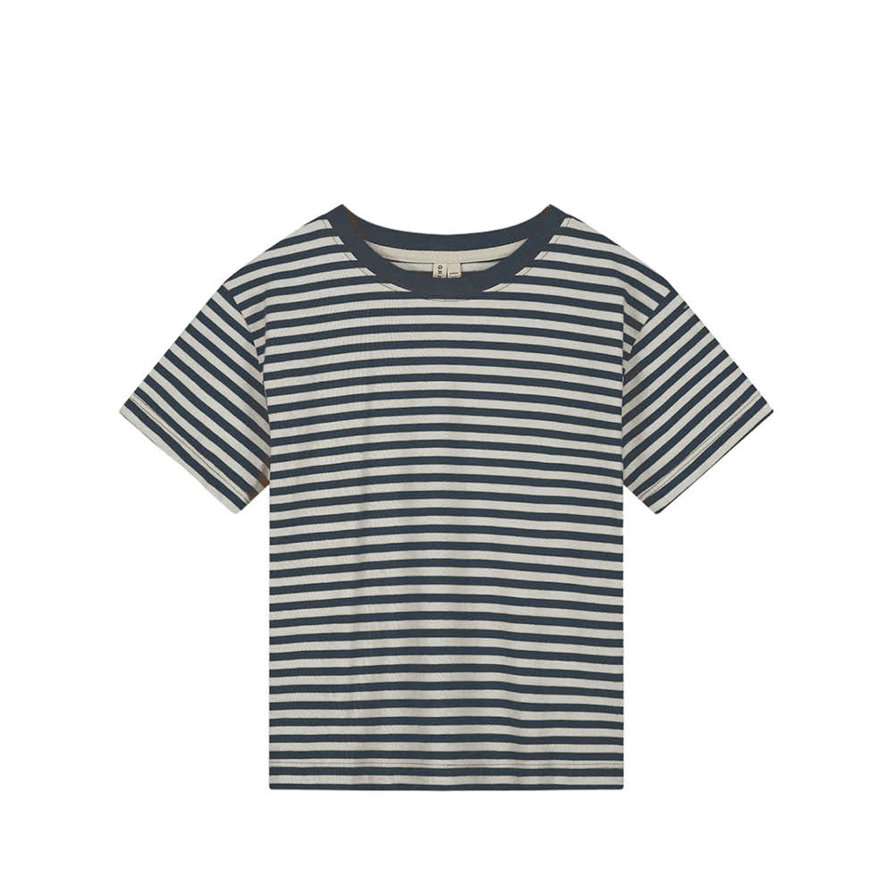 Kurzärmliges oversized T-Shirt in blue grey/off-white