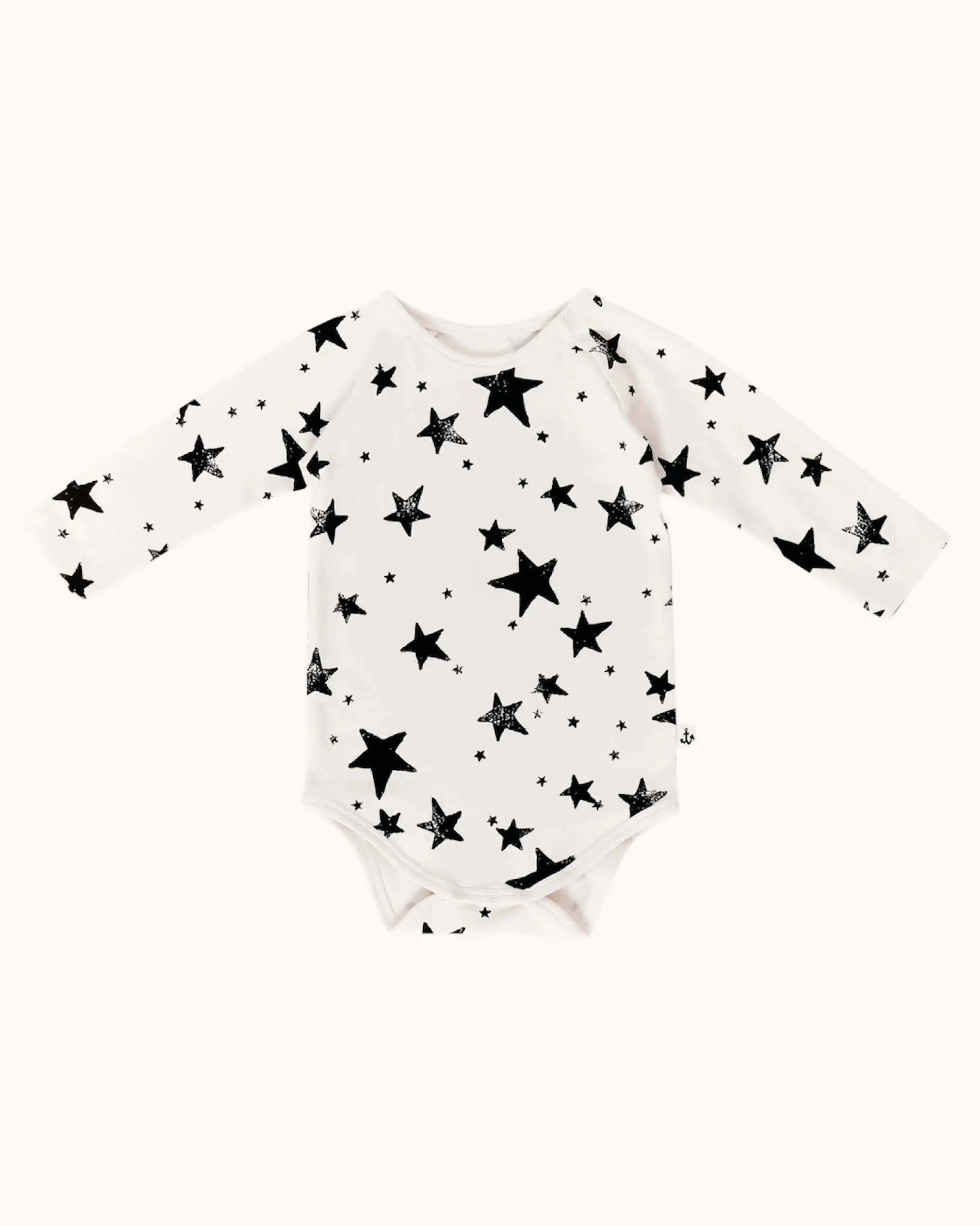 Langärmliger Baby Body Black Stars