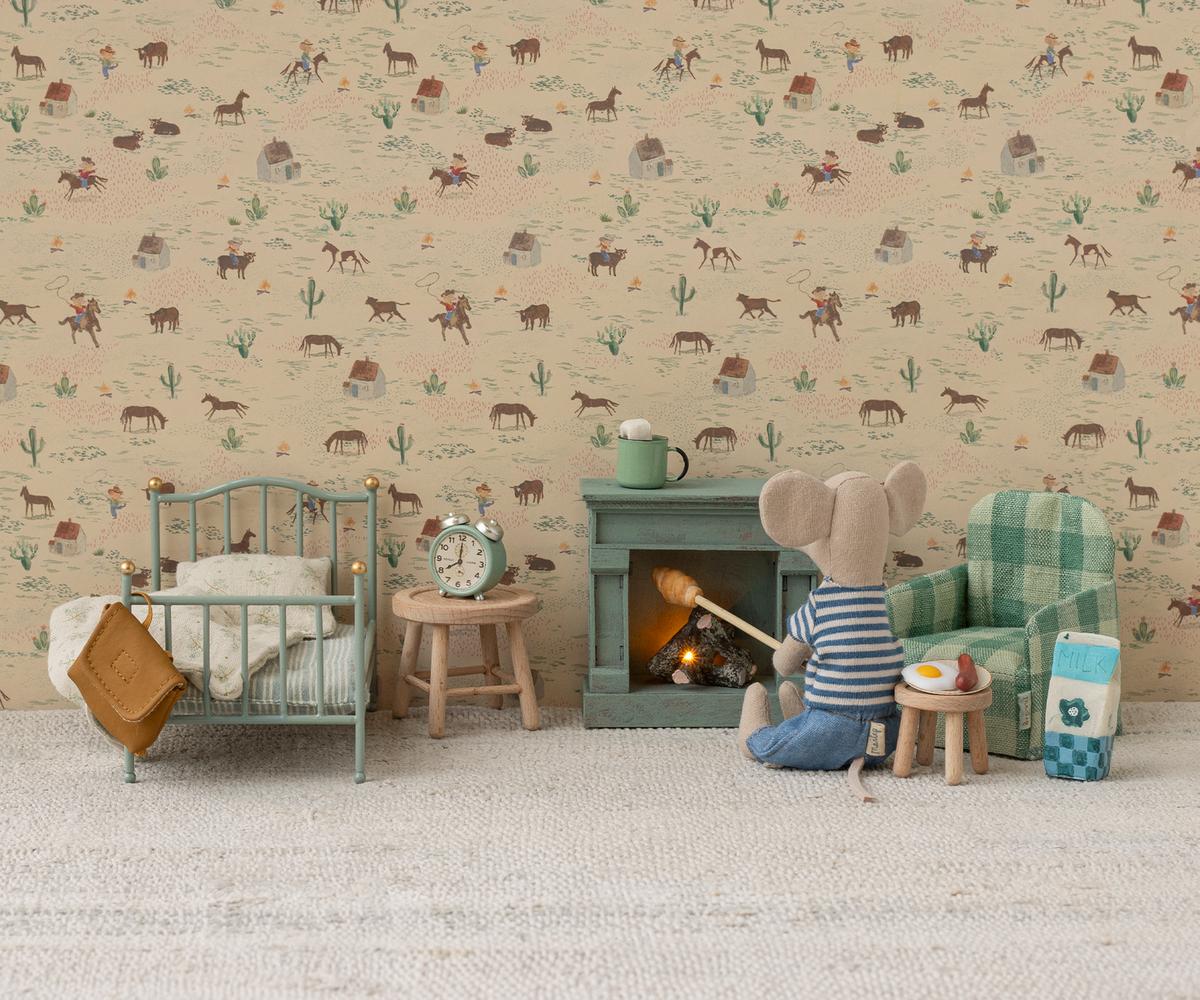 Mäuse Kamin in vintage blue