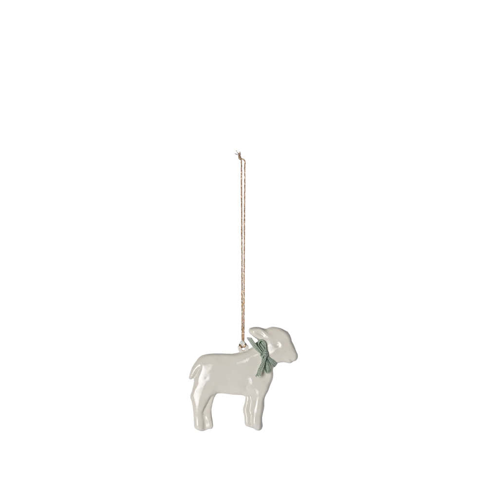 Lamb Ornament with blue Bow