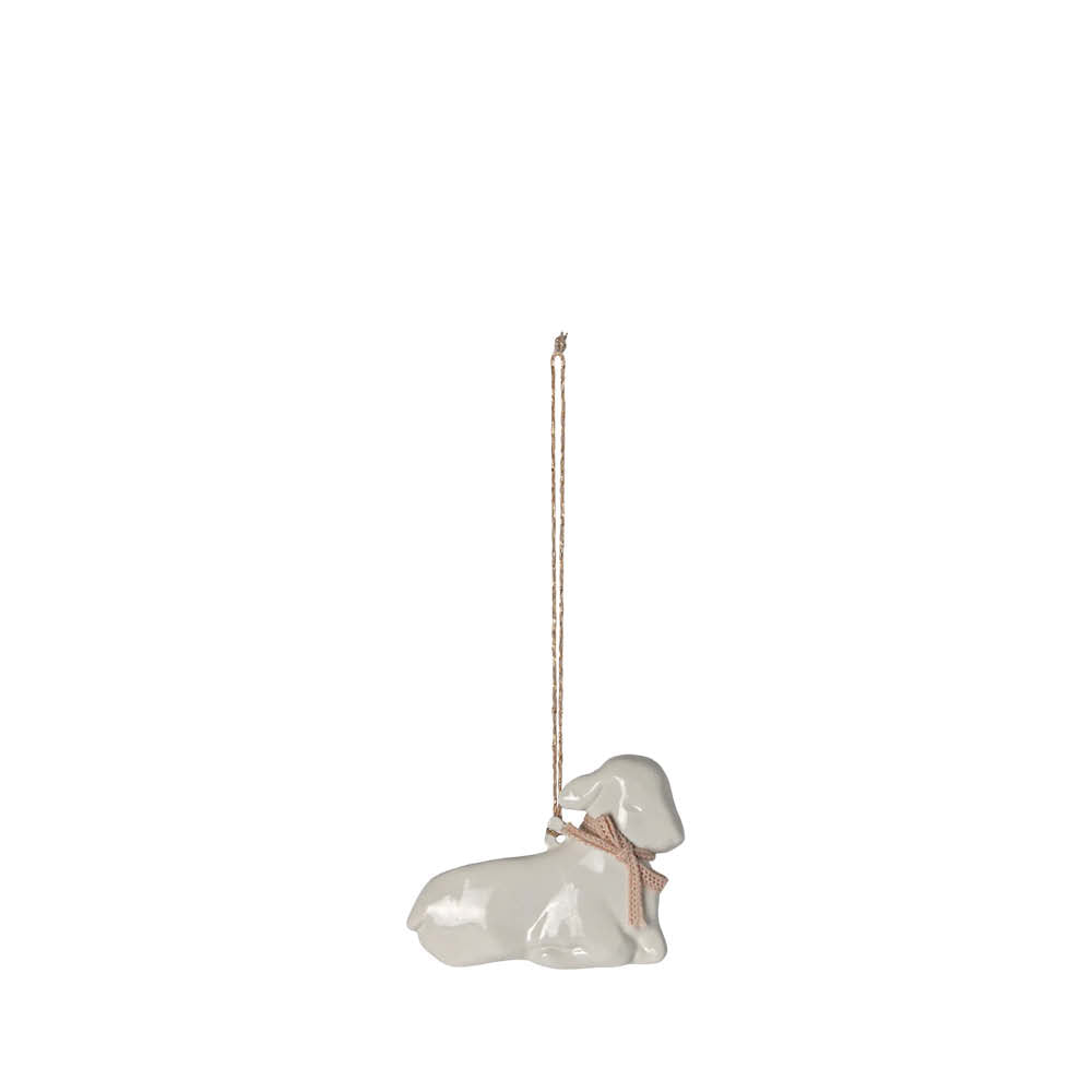 Lamm Ornament mit rosa Schleife