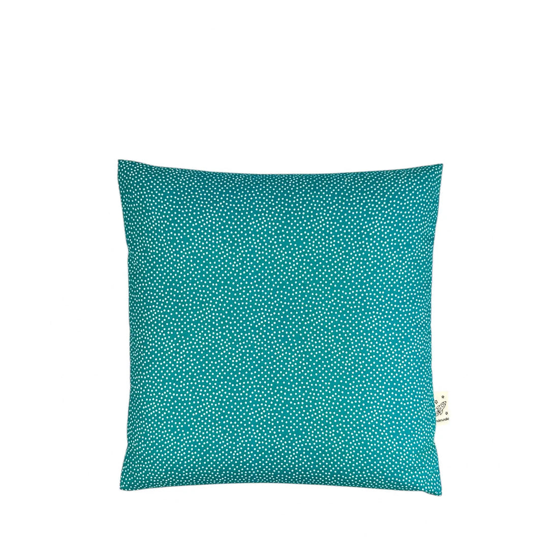 Mini Cushion in Petrol blue with white Dotties