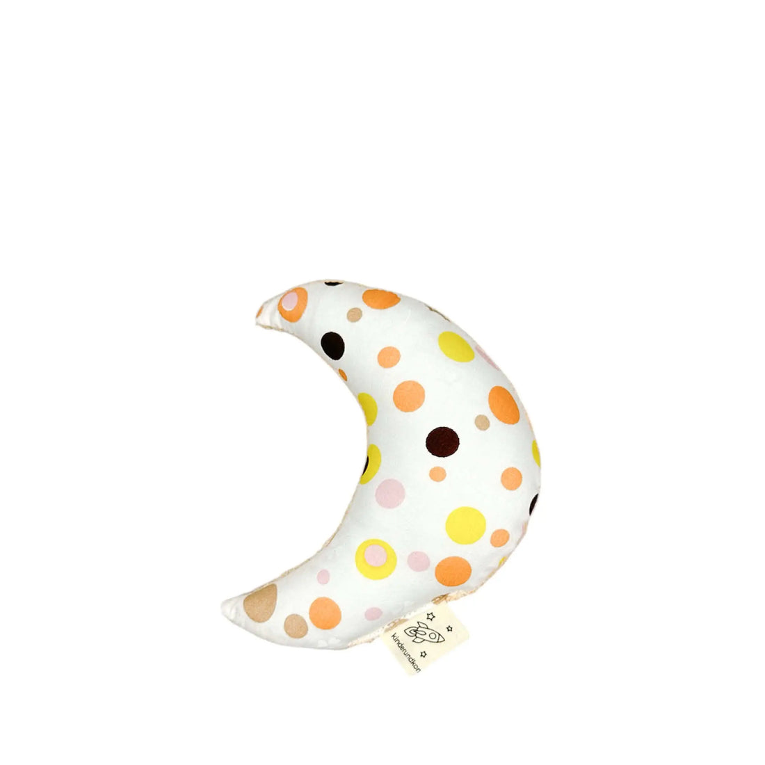Moon Rattle in colourful dotties &amp; cream terry cloth
