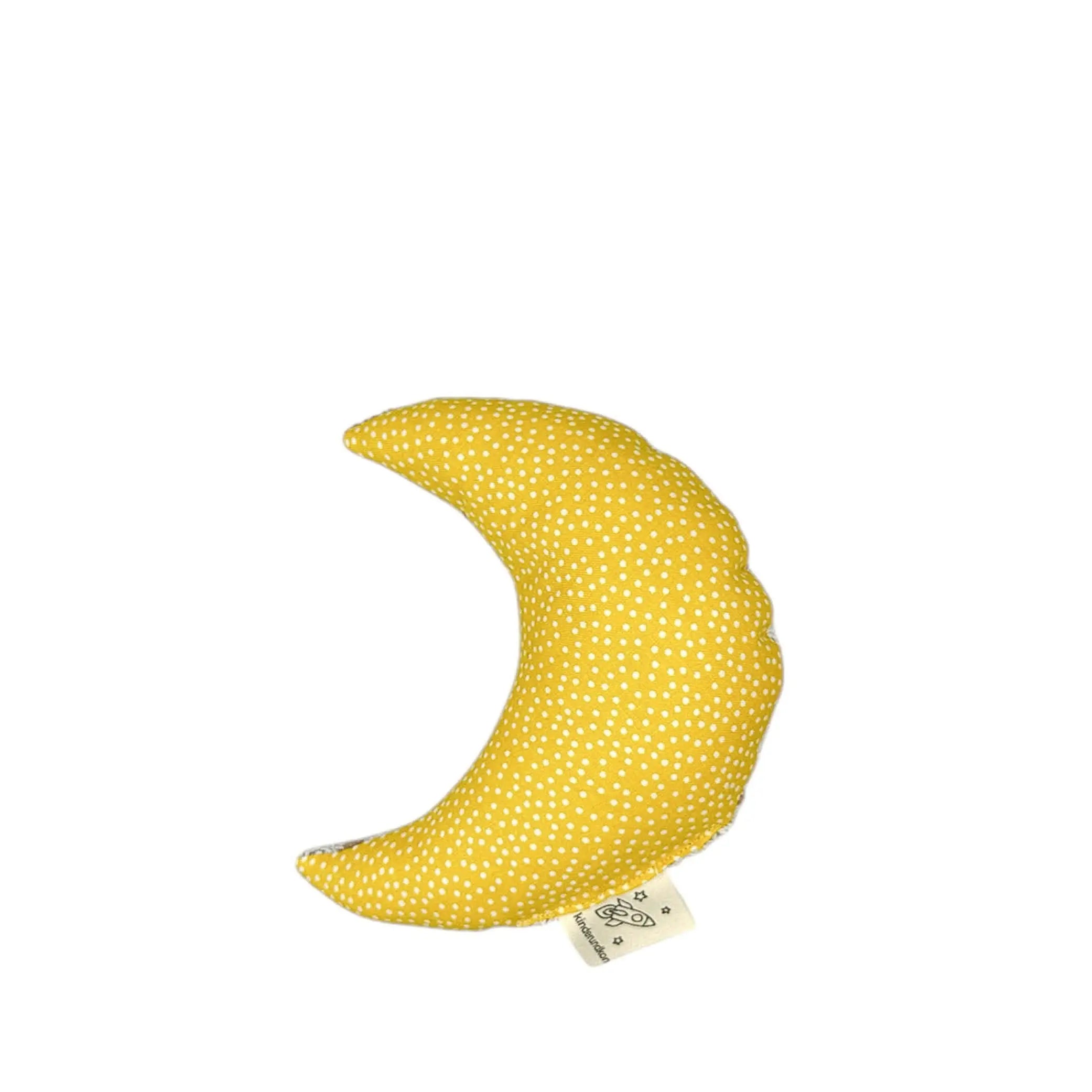 Moon Rattle in yellow dotties &amp; flower terry cloth