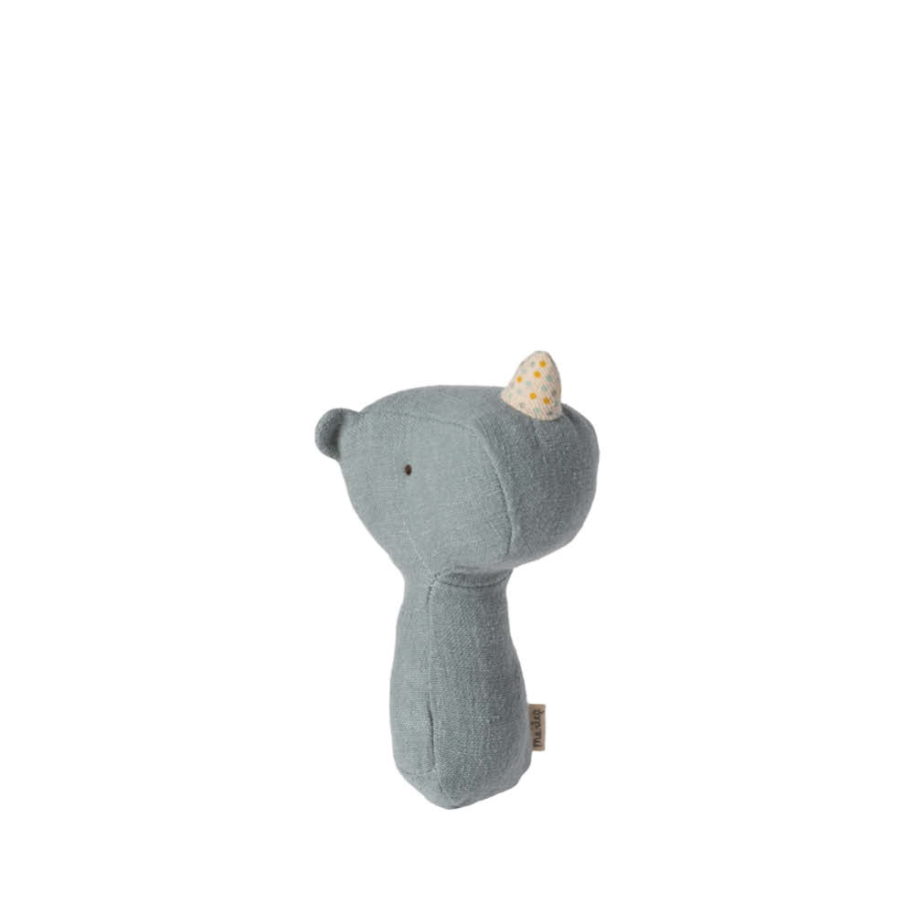 Lullaby Friends Rattle Rhino in dusty blue