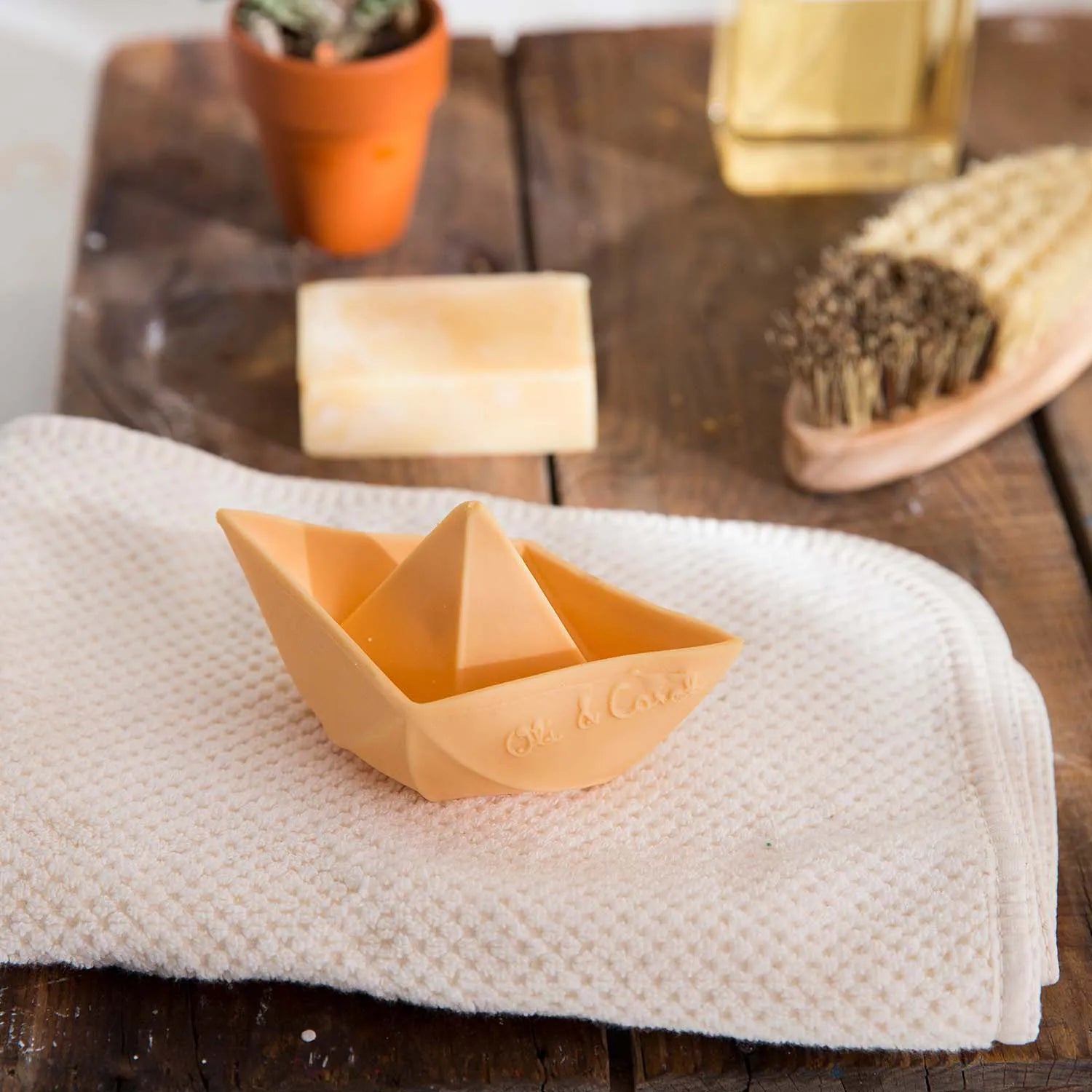 Bath Toy Origami Boat in nude