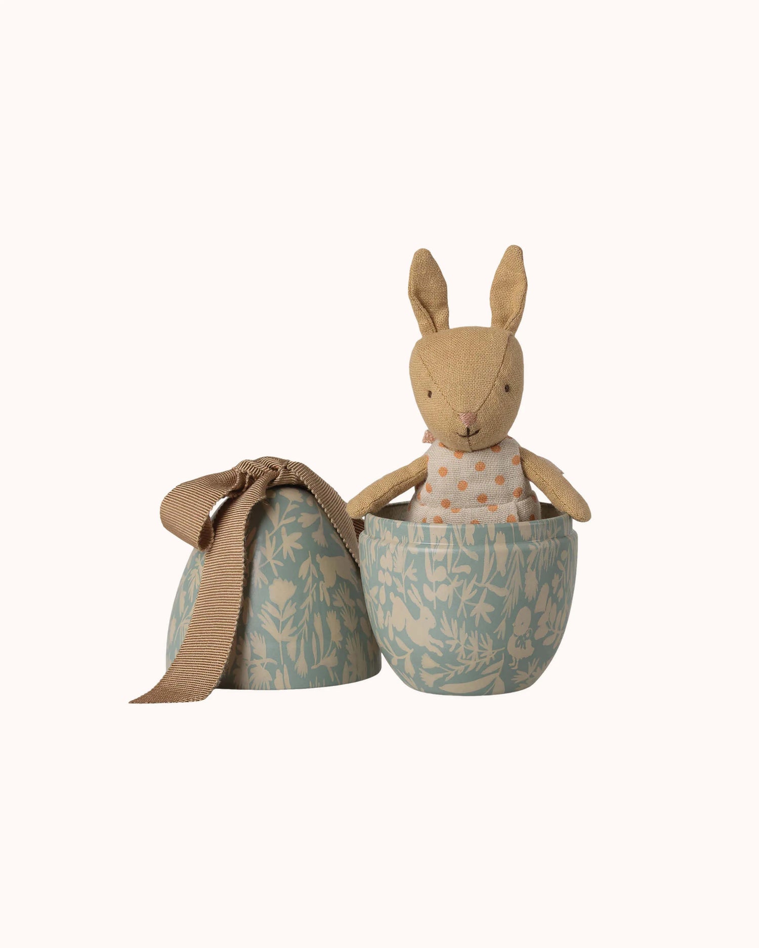 Micro Rabbit with Easter Egg in dusty blue