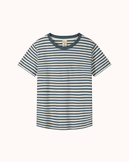 Kurzärmliges oversized T-Shirt in blue grey/off-white
