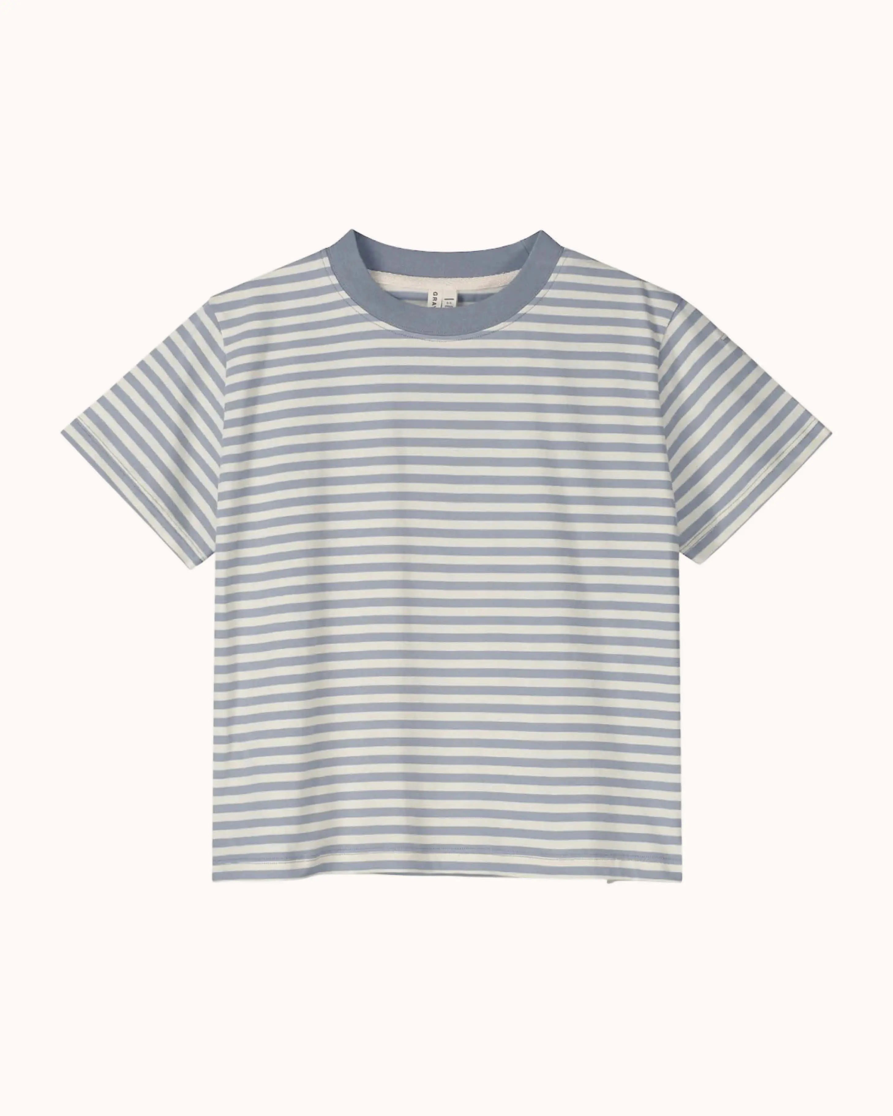 Kurzärmliges oversized T-Shirt in stone gray/cream