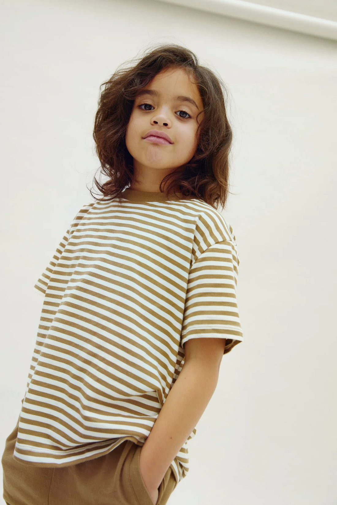 Short-sleeved oversized T-Shirt in woody/cream