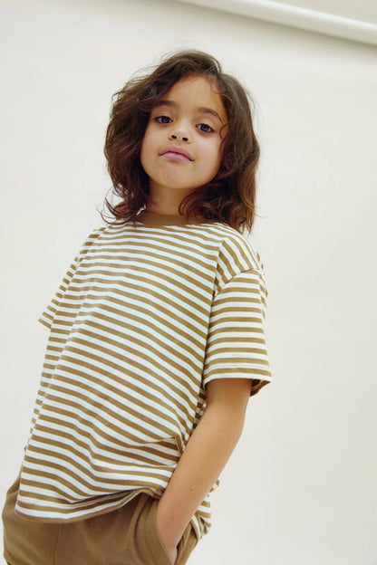 Short-sleeved oversized T-Shirt in woody/cream