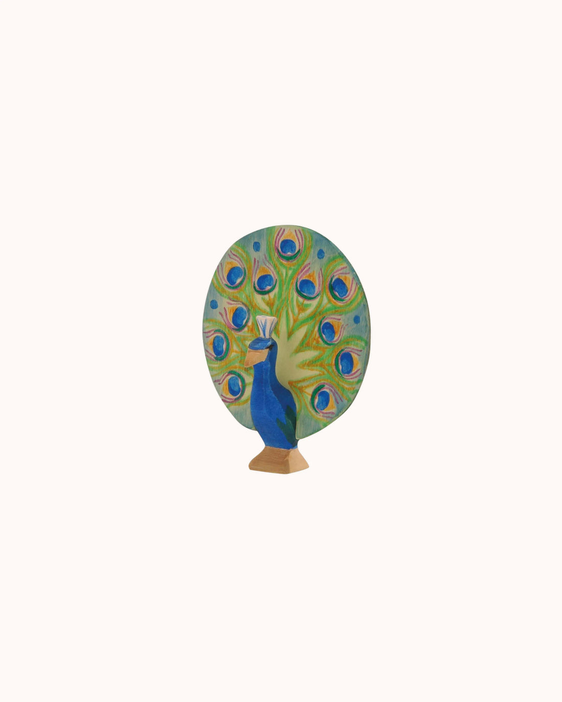 Wooden Figure Peacock with train