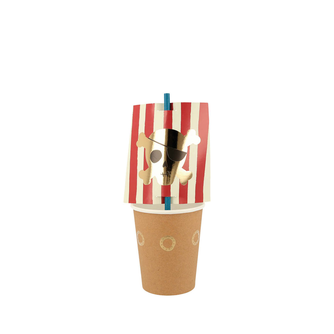 Set of 8, Pirates Paper Cups & Straws
