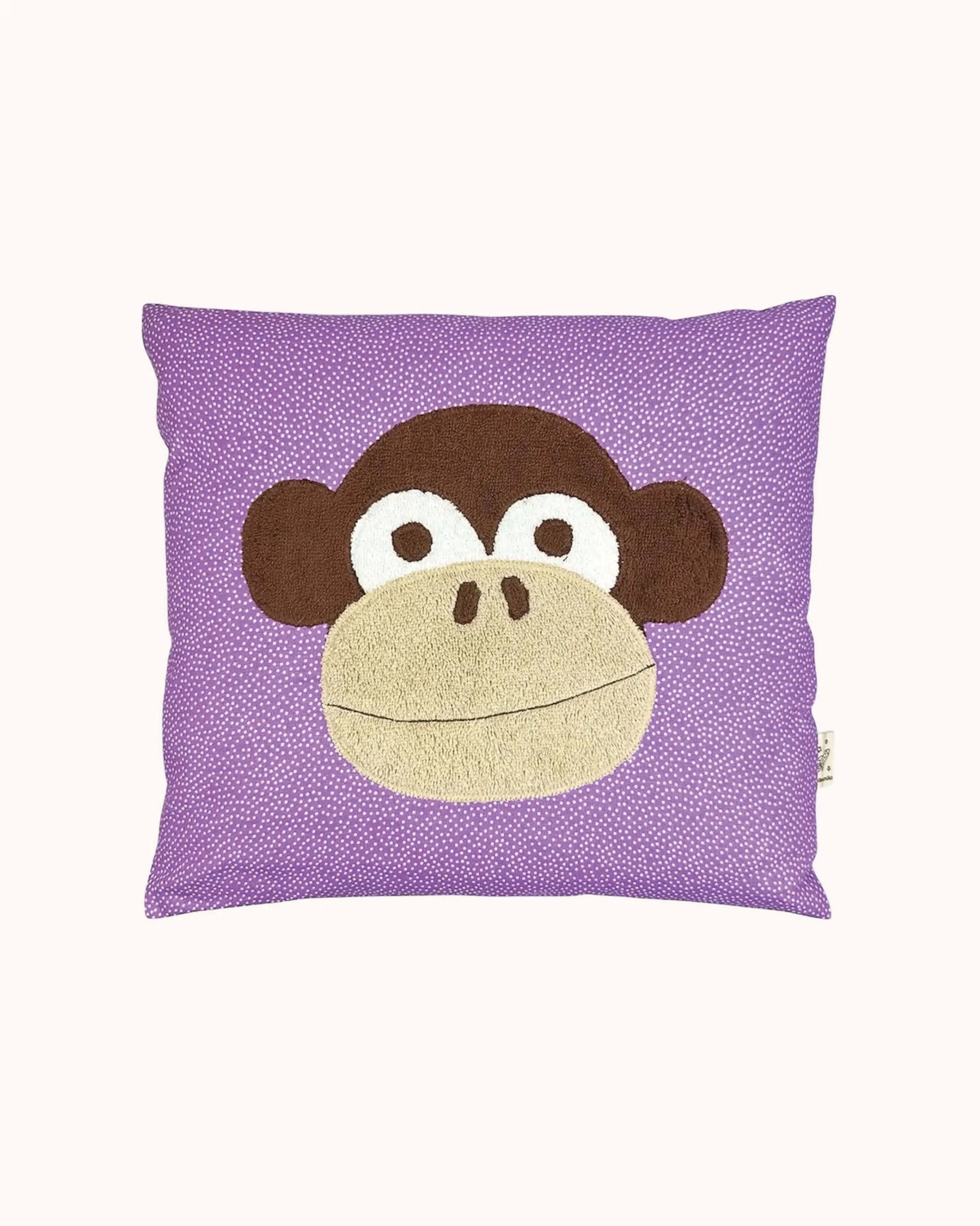 Pixie Kissen Affe auf Lila mit weißen Pünktchen