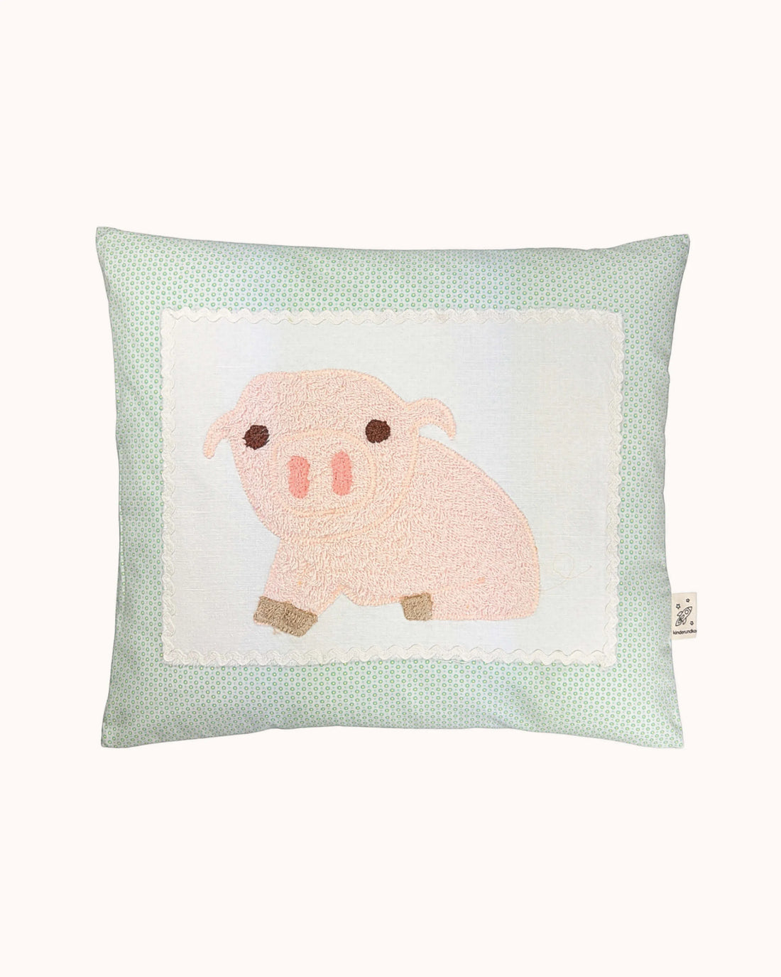 Pixie Cushion Piglet on Popeline Sappho Mint