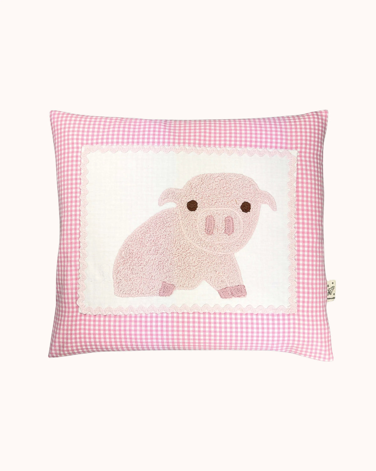 Pixie Kissen Schweinchen auf pink Vichykaro