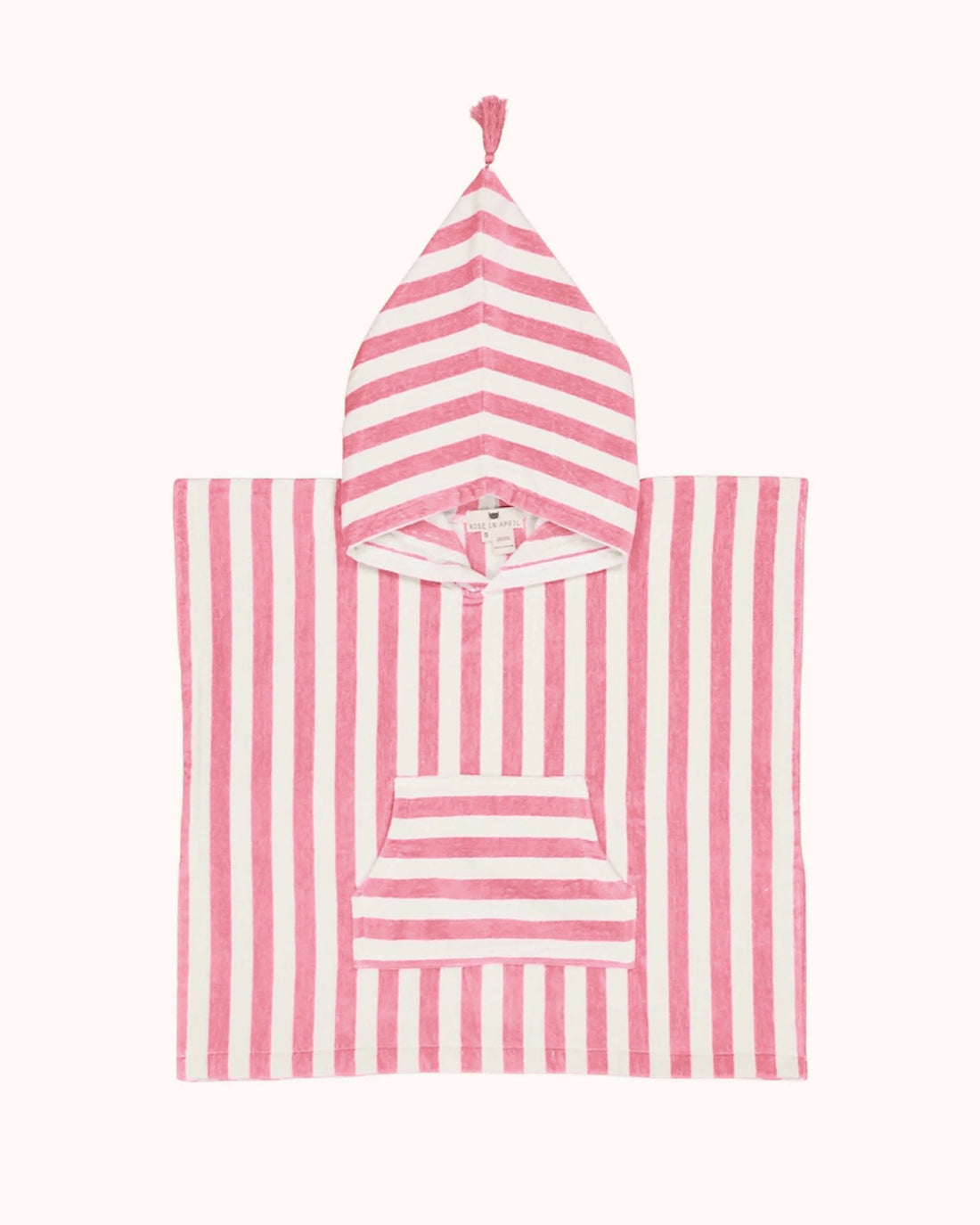 Poncho mit Kapuze in strawberry gestreift