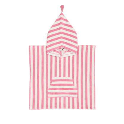 Hooded Poncho in strawberry striped