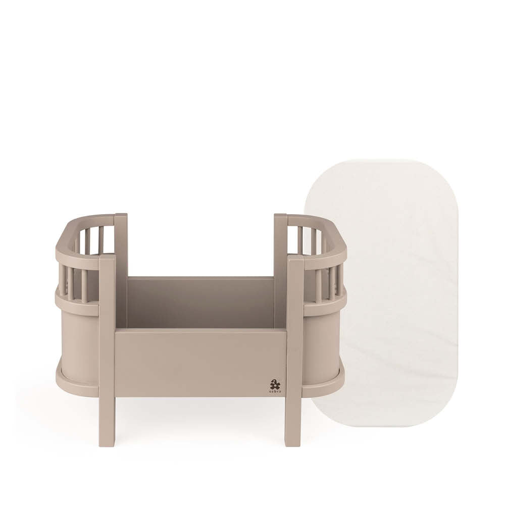 Puppenbett mit Matratze in jetty beige