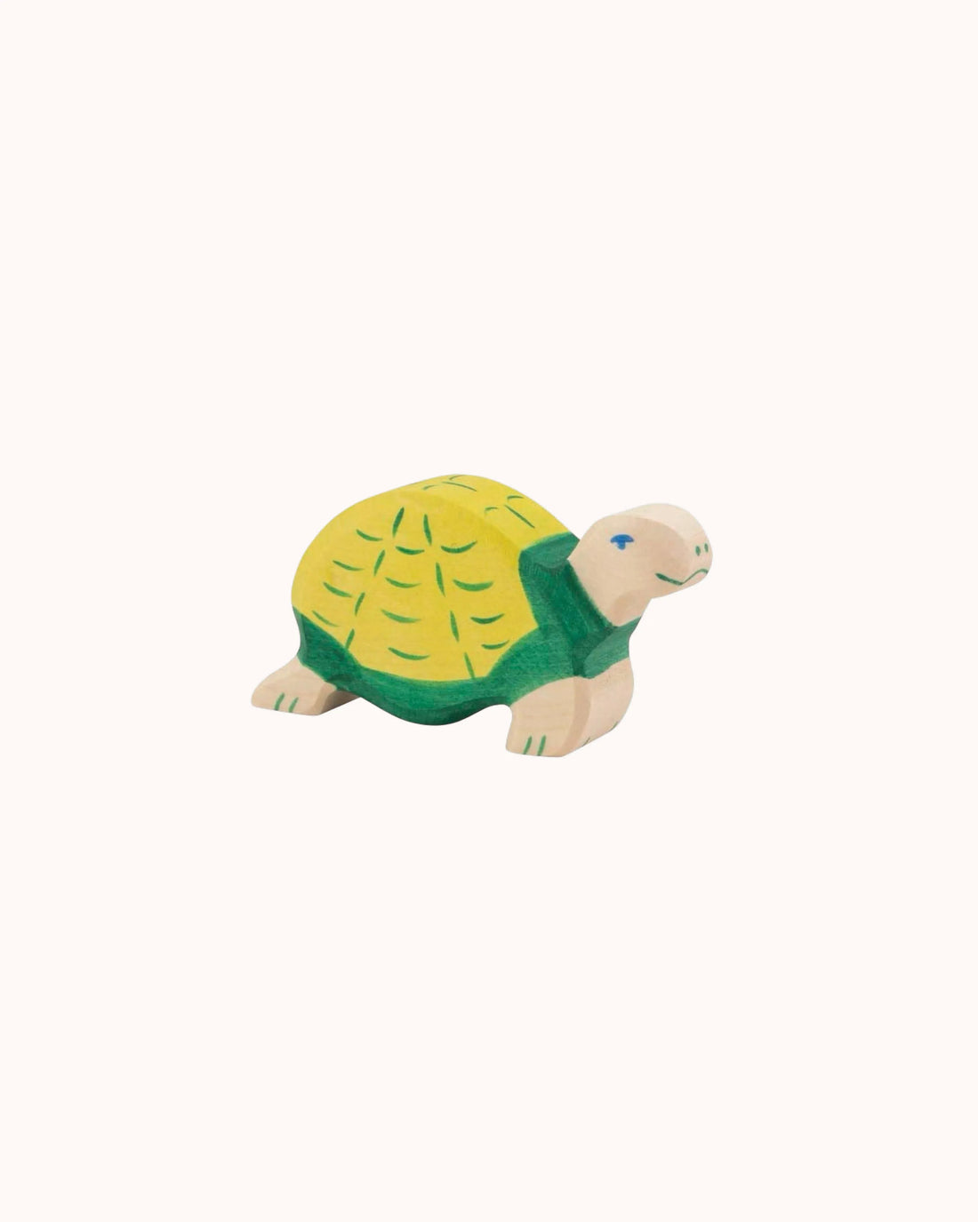 wooden figure, green turtle