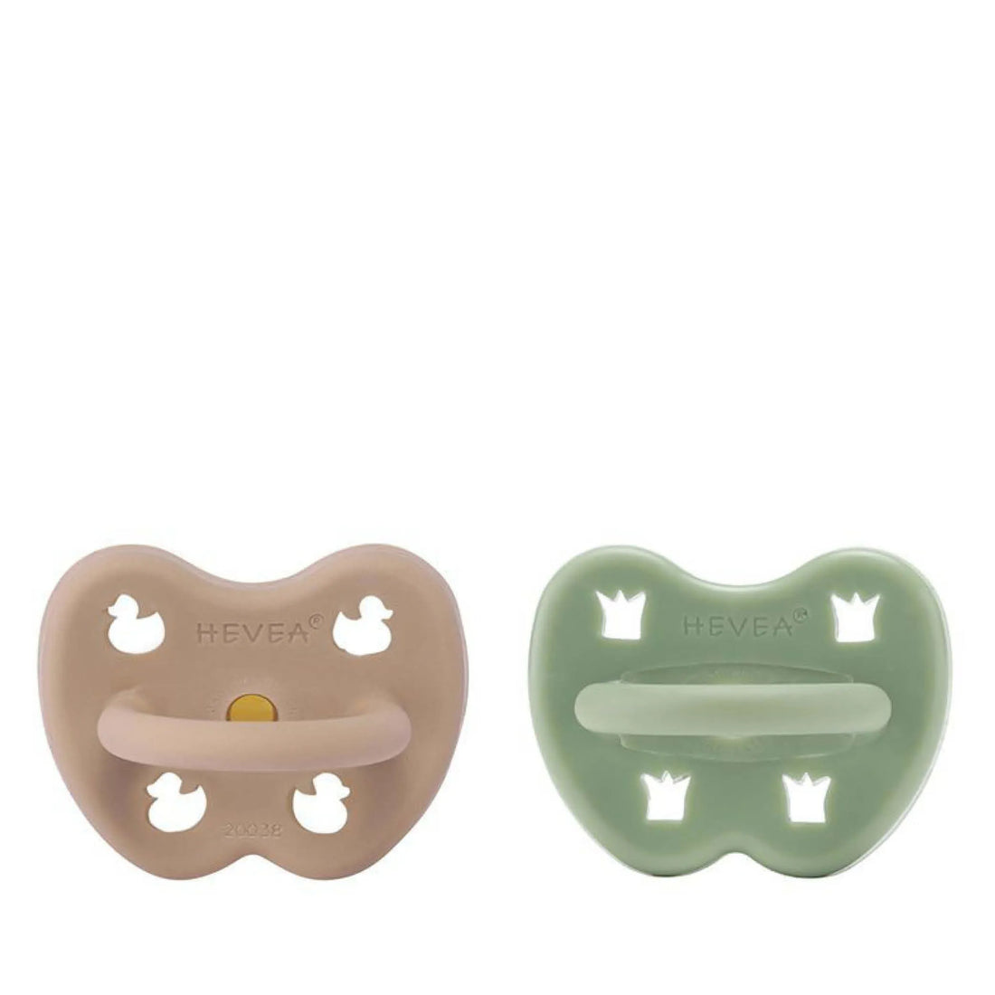 Pacifier Set in tan beige/moss green