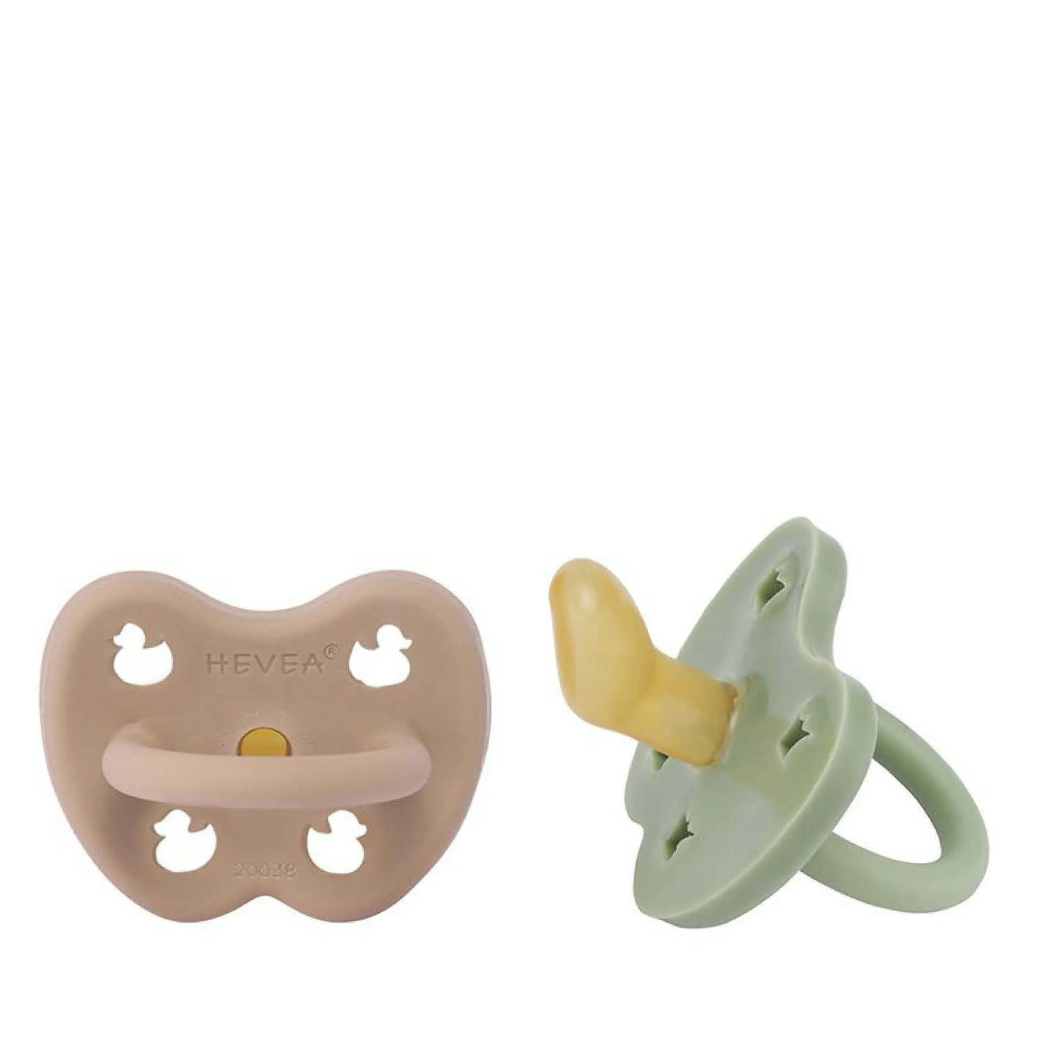 Pacifier Set in tan beige/moss green