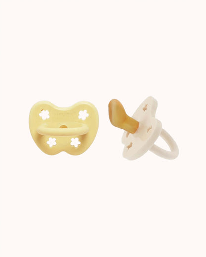 Pacifier Set in pale butter/milky white